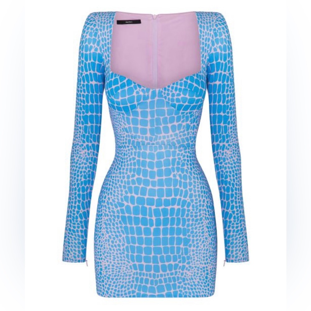 NWT - Alex Perry Crocodile Blue Howell Short Dress